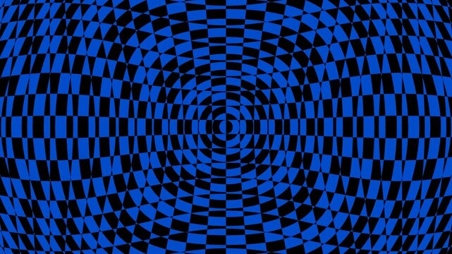Blue and Black Checkerboard Pattern with Radial Distortion - Looping