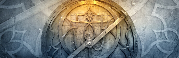 Ancient astronomical instruments on old background. Abstract old conceptual background on history,...