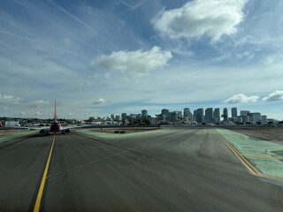 Airplanes line up in San Diego