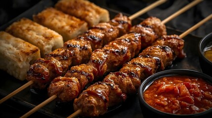 Grilled satay skewers served with rich peanut sauce. One of the most popular Indonesian street food dishes.