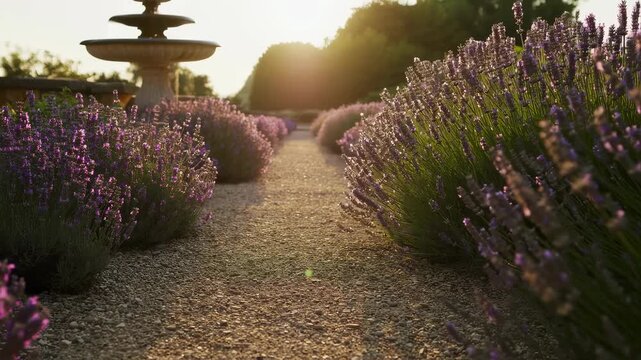 Lavender Path to Distant Fountain