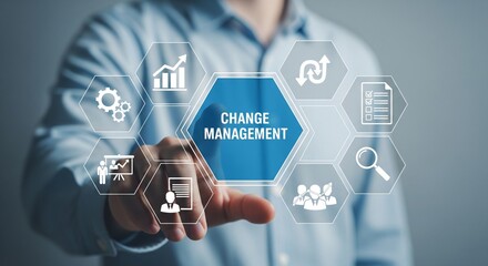 Change Management Concept with Business Strategy and Process Icons