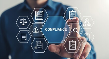 Compliance Management Concept with Regulations and Policy Icons