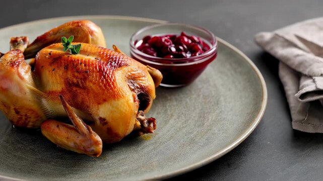 Roasted Chicken with Cranberry Sauce