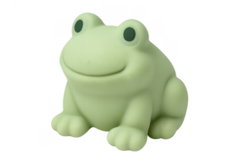 Small green smiling frog toy character illustration