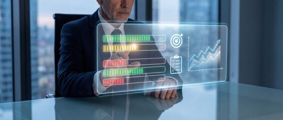 Performance Management Dashboard Interface for Employee Goals, Review Cycles and Corporate Productivity Analytics