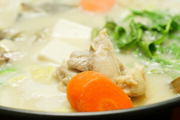 Japanese hot pot, a warm dish perfect for winter where meat, vegetables, seafood, and various other ingredients are simmered together,nabe