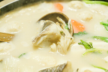 Japanese hot pot, a warm dish perfect for winter where meat, vegetables, seafood, and various other ingredients are simmered together,nabe