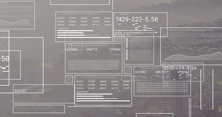 Animation of numbers and digital icons scope scanning - Powered by Adobe