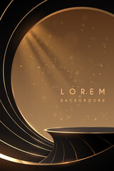 Obraz na płótnie Canvas Black and gold circle stage with light effect