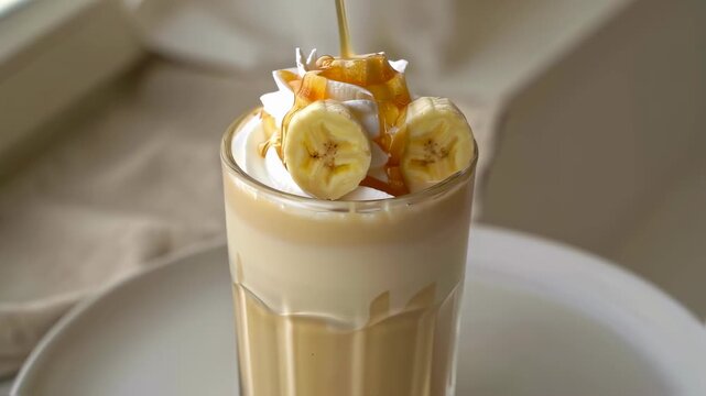 Banana Caramel Vanilla Milkshake Closeup