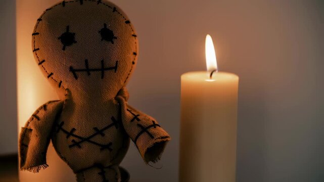Voodoo Doll by Candlelight Closeup