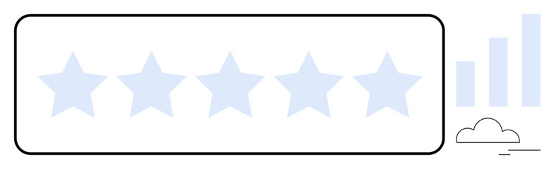 Obraz premium Customer feedback concept. Five-star rating and growth chart highlight customer satisfaction and service quality. Feedback drives enhanced performance and loyalty. For business, marketing, analytics