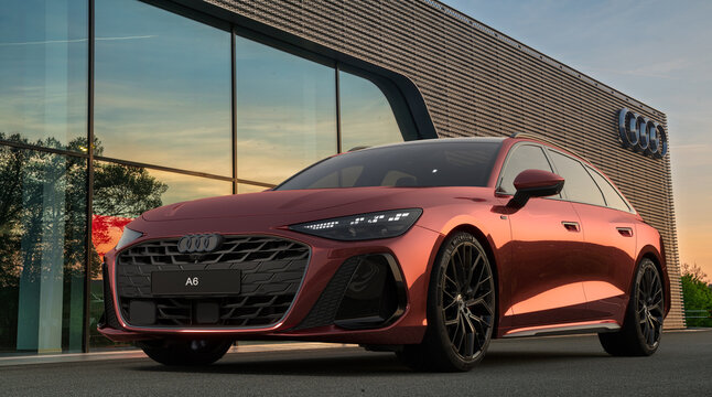  The latest Audi A6 Avant model &mdash; larger and more modern than its predecessor.3D rendering.