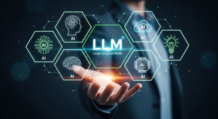 LLM Artificial Intelligence Ecosystem with Generative AI Icons