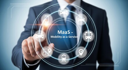 Mobility as a Service Concept with Smart Transportation Icons