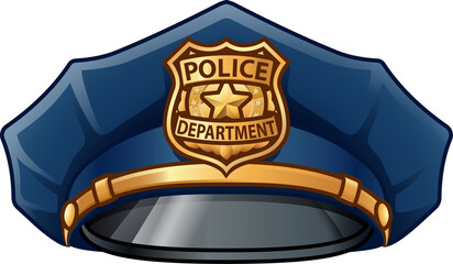 A police man, policeman cop hat or cap cartoon icon 