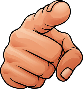 A need or want you pointing finger cartoon hand icon concept

