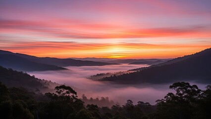 Fototapeta premium Serene Mountain Landscape at Sunrise.