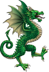 Fototapeta premium A heraldry coat of arms crest style heraldic wyvern dragon in a vintage woodcut style