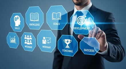 Training and Development Concept with Skills, Knowledge and Business Growth Icons