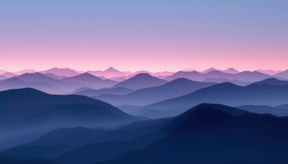 Obraz premium A serene mountain landscape at sunset with rolling hills and a vibrant sky