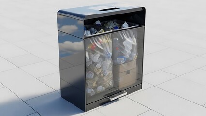 Neatly Disposed Garbage in Clean Trash Bin &ndash; Hygiene and Cleaning Concept