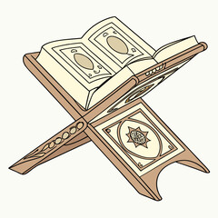 Open holy book on a stand