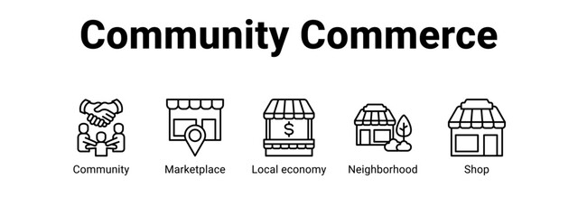 Community Commerce web banner icon vector illustration concept for  with icon of Community, Marketplace, Local.