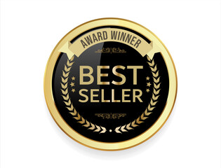 Best Seller, Best Price, Best Brand Set Illustration Realistic Gold badge and laurel Wreath Best seller 