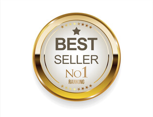 Best Seller, Best Price, Best Brand Set Illustration Realistic Gold badge and laurel Wreath Best seller 