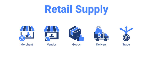 Retail Supply web banner icon vector illustration concept for  with icon of Merchant, Vendor.