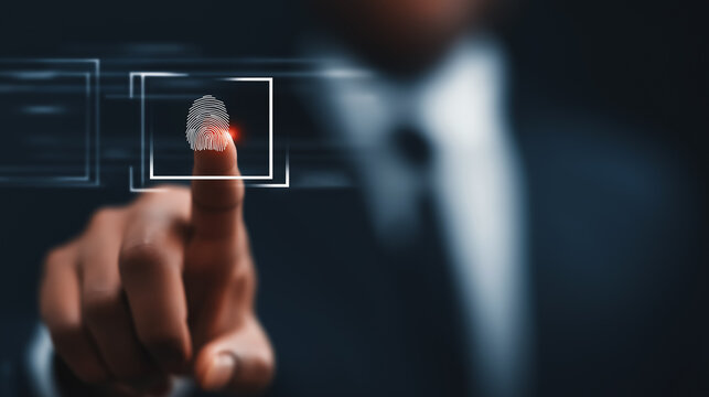 Fingerprint scan for biometric security access and digital identity verification - Powered by Adobe