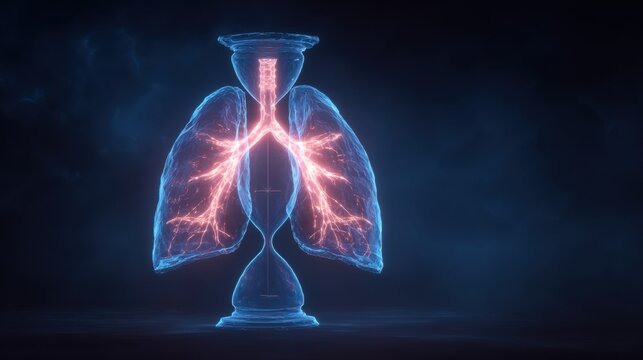 Dynamic image depicting respiratory distress with subglottic narrowing in croup featuring illuminated hourglassshaped airflow.