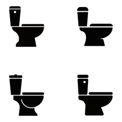 Toilet Icons Set in Black Solid and Outline Vector Style