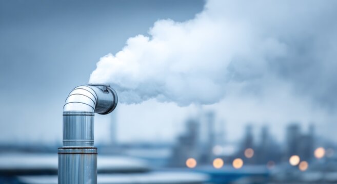 Industrial pipe emitting smoke into the air.