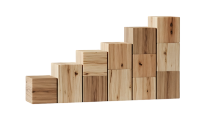 Wooden Cube Staircase Symbolizing Growth