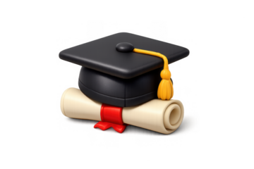 Graduation cap and diploma icon for educational and academic design projects