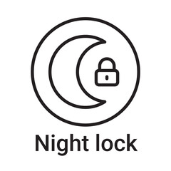 Night lock icon. Vector line symbol for a website, product card, presentation and mobile app, packaging or instruction. Editable outline sign