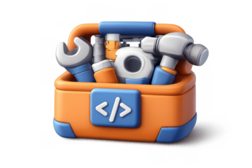 Developer tools and software development concept with wrench and hammer icon for technology design