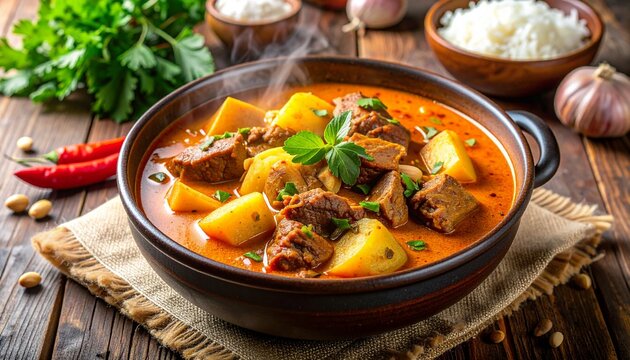 beef stew with potatoes and carrots, rendang, masakan kari