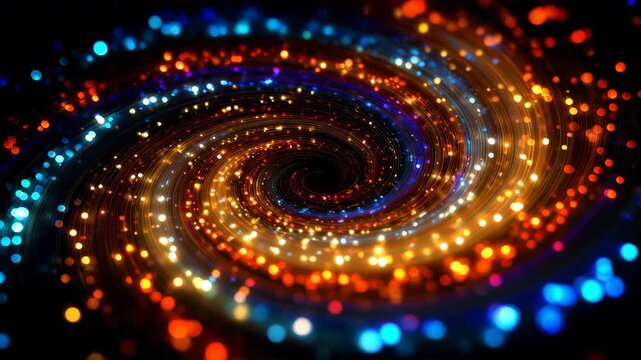 渦巻く多色の光が作る幻想的模様、抽象アート背景