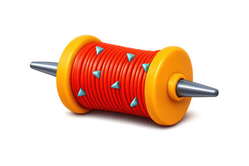 Colorful kite spool icon with geometric design for decoration and craft projects