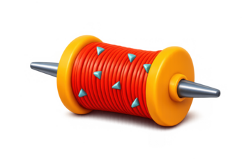 Colorful kite spool icon with geometric design for decoration and craft projects