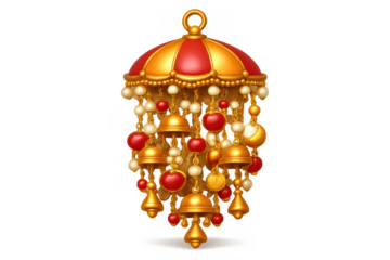 Traditional kalire wedding ornament with bells and red beads for festive decorations