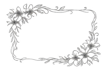 Fototapeta premium Floral rectangular frame design with decorative plants and flowers illustrating elegance and border ornamentation