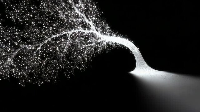 A mesmerizing visual of an ethereal tree illuminated with sparkling lights against a dark backdrop, showcasing the enchantment of nature intertwined with the beauty of light.