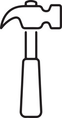Minimalist Black Outline Hammer Icon. Construction, Carpentry, DIY Tool Symbol for Stock Use