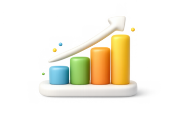 Colorful analytics icon with bar graph for data visualization and reports design