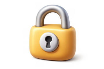 Yellow lock icon for security and privacy design concepts